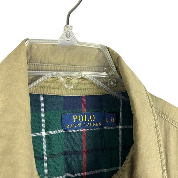 Polo By Ralph Lauren Green Flannel Lined Collared Long Sleeve Full Zip Jacket L - Picture 5 of 7